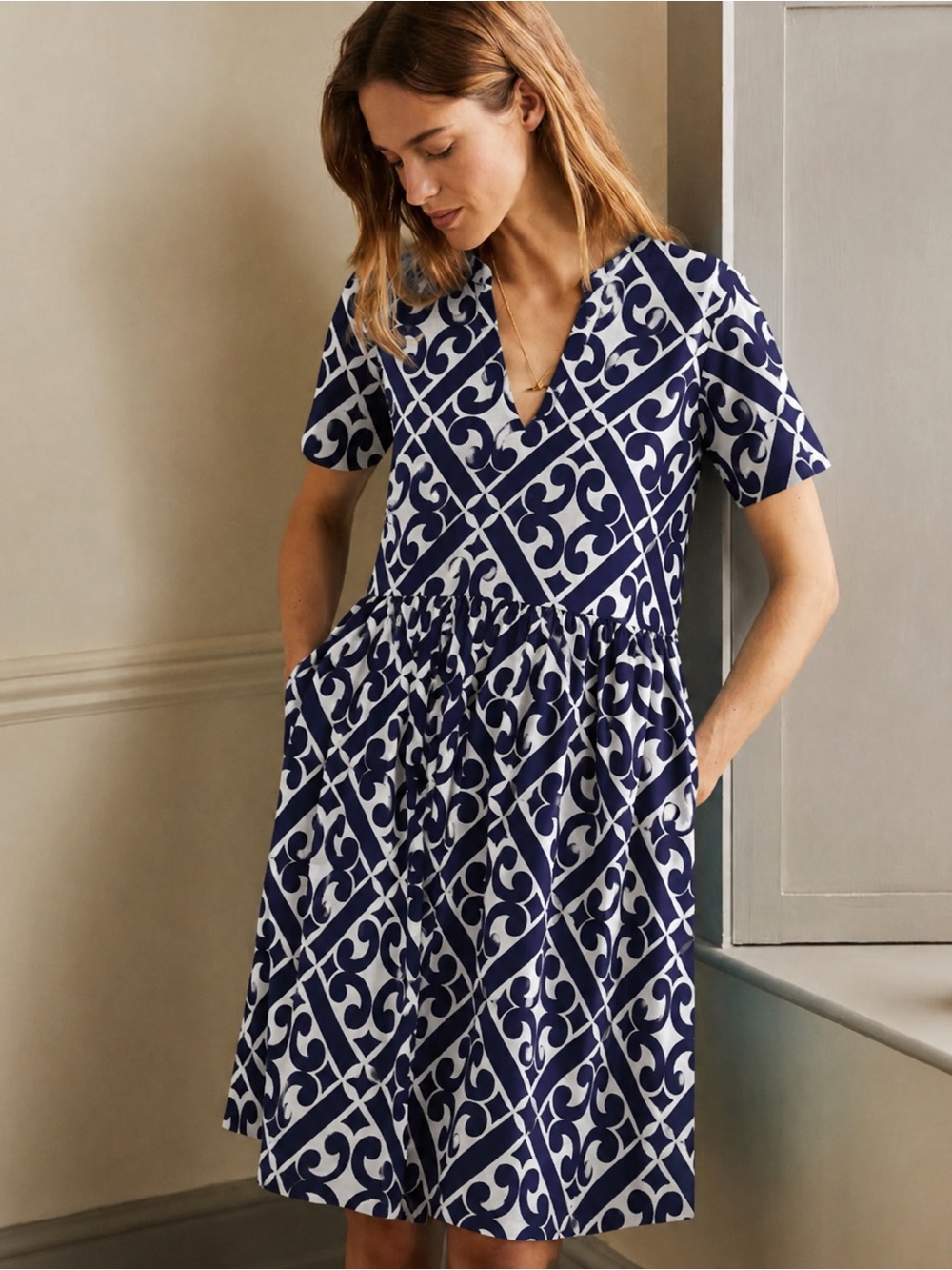 Boden Easy Notch Neck Jersey Dress US 10